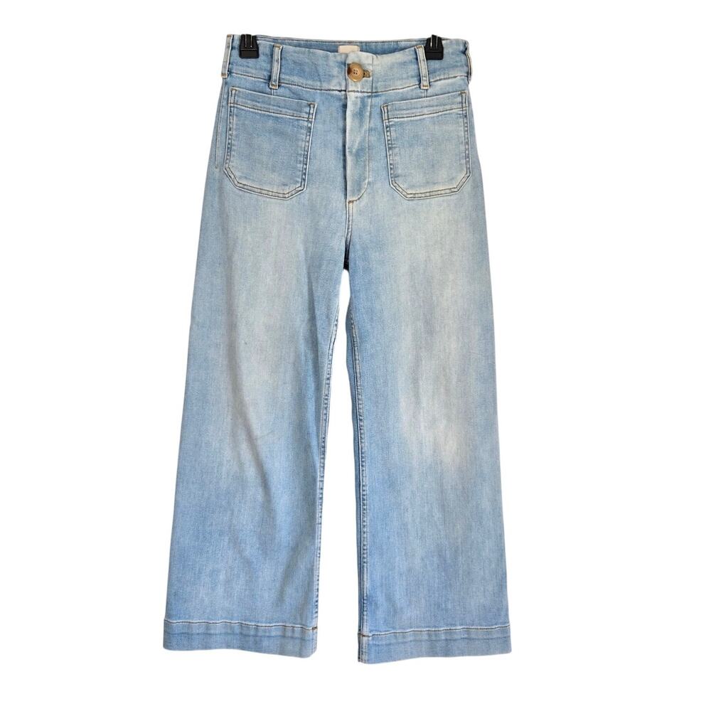 Maeve Anthropologie Colette High Rise Wide Leg Pocket Light Wash Denim Size 26